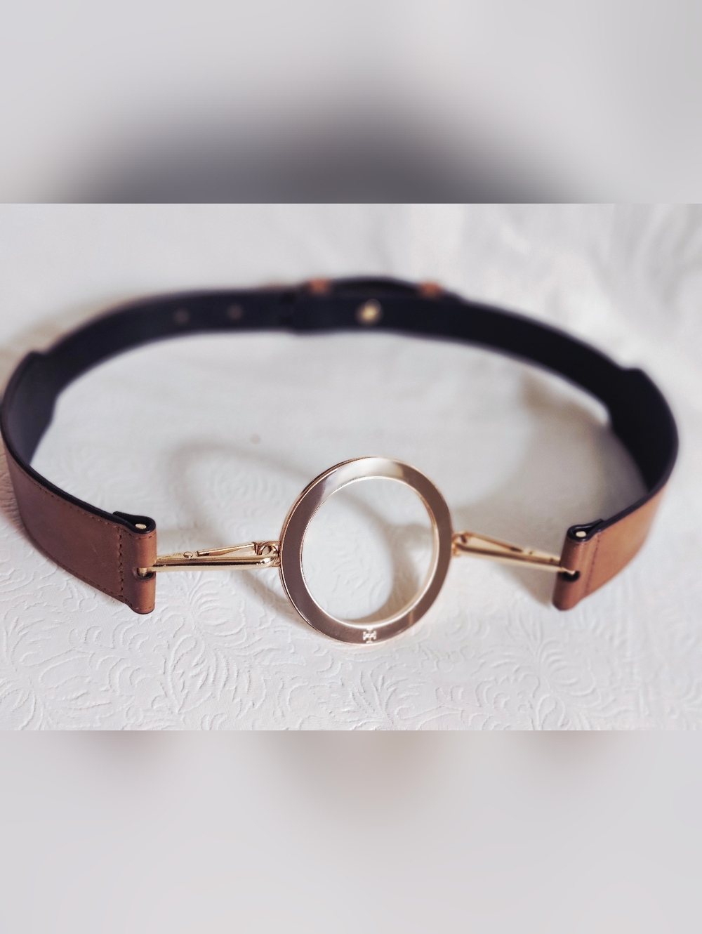 ‼️TORY BURCH Enameled O-Ring Leather Belt Size XS/S